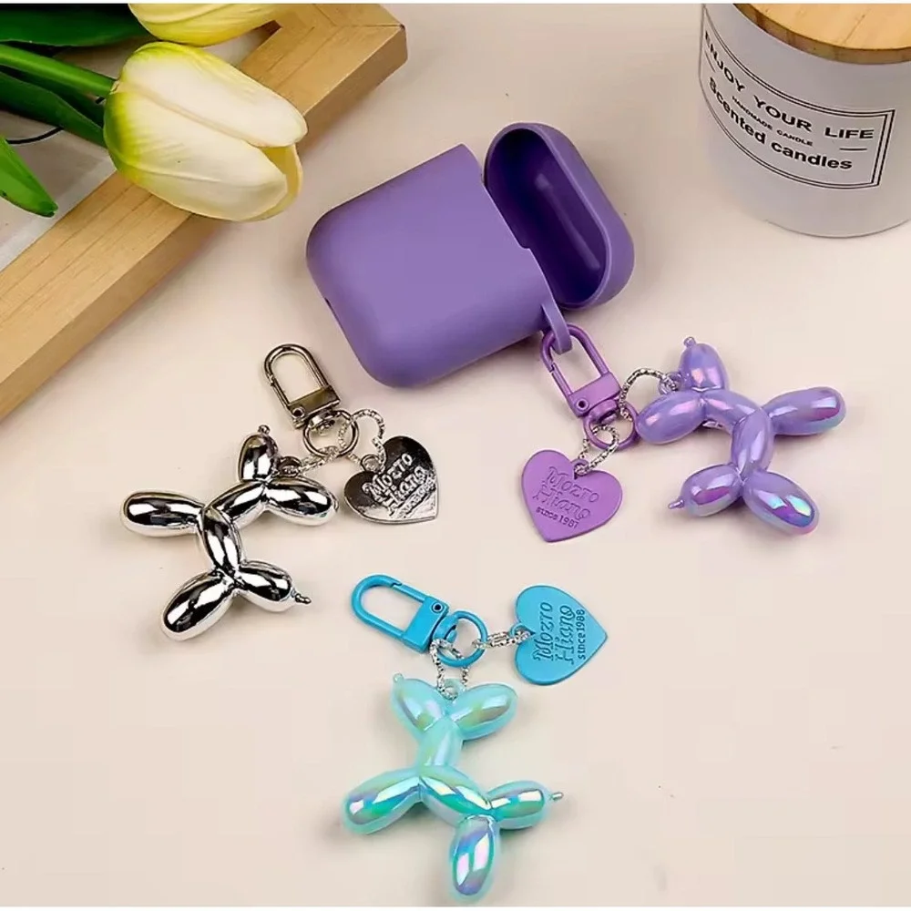 NEW Iridescent‎ Purple Balloon Dog Keychain Purse Charm Y2K